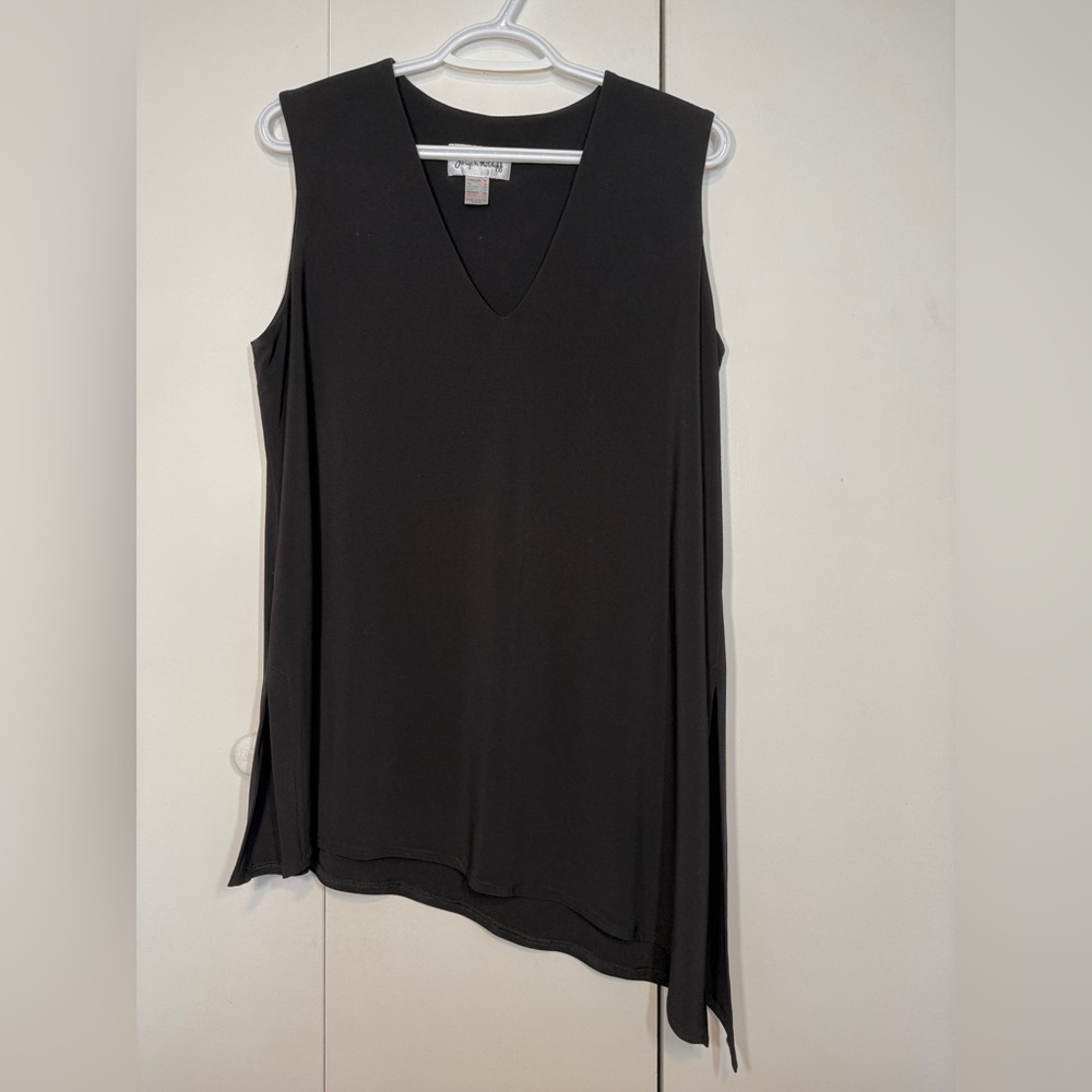 Joseph Ribkoff Asymmetrical Sleeveless Black Top